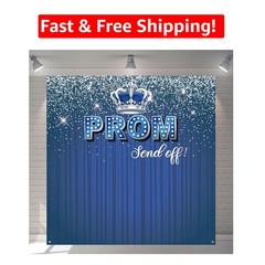 2026 Graduation Prom Background 5.9×5.9 Ft Blue Silver Glitter Photo Banner