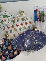 Assorted Children’s Birthday Party Supplies Various Cone Hats, balloons, garland
