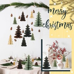 8 Pcs Neutral Paper Christmas Trees Honeycomb Centerpiece Paper Honeycomb Chr…