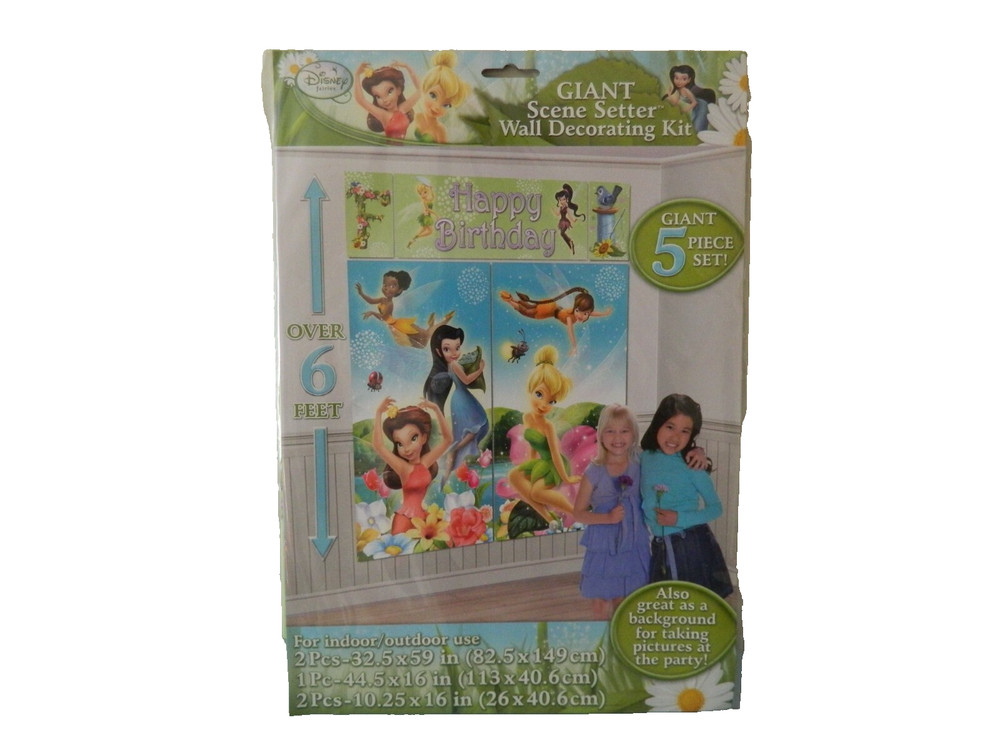 New HAPPY BIRTHDAY Disney Fairies Giant Scene Setter Wall Decorating 5 Pcs