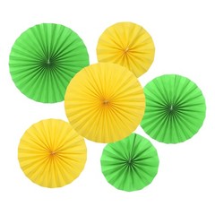12Pcs 8″/12″/16″ Paper Fans Hanging Decor Round Fans with Pearl Yellow/Green