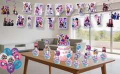 Party Decorations Set Banner Balloons Table Cover Cupcake Toppers Party Kit