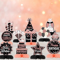 12 Pcs Birthday Table Decorations Glitter Rose Gold Black Birthday Decorations H