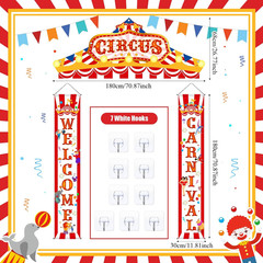 3 Pcs Carnival Circus Porch Banner Decorations Circus Party Awning Hanging Banne