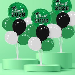 Graduation Decoration 2026 Balloon Stand Kit 4 Set Green Black Table Centerpiece