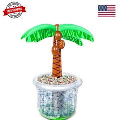 60″ Inflatable Palm Tree Cooler, Beach Theme Decor, Pool Party Decorations, L…