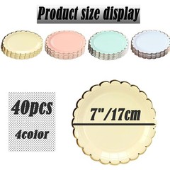 7 Inch Paper Plates Dinner Size Disposable Plate 40 Pack Pastel Macaron Color…