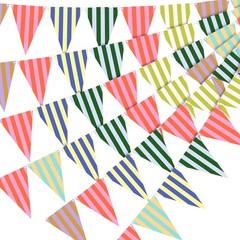 6 Pack Italian Summer Party Decorations Orange Green Stripe Pennant Summer Ba…