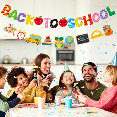 Back to School Banner Decorations Pre-Strung Happy First Day of School Classroom