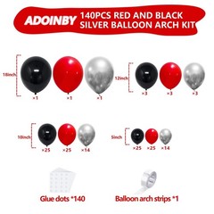 «140Pcs Red Black Balloons Arch Kit for Birthday, Wedding, Graduation Decor»
