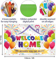 Welcome Home Banner – Welcome Back Decorations 5X3 Ft for Office – We Missed You