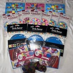 Birthday Party 18pc Bundle – Invitations-￼ Banners-Napkins-Confetti- Bday Badges