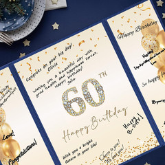 Blue Gold 60Th Birthday Party Decorations, Blue Happy 60Th Birthday Alternative