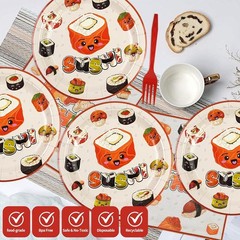 Sushi Party Disposable Plates, Napkins and Forks Set