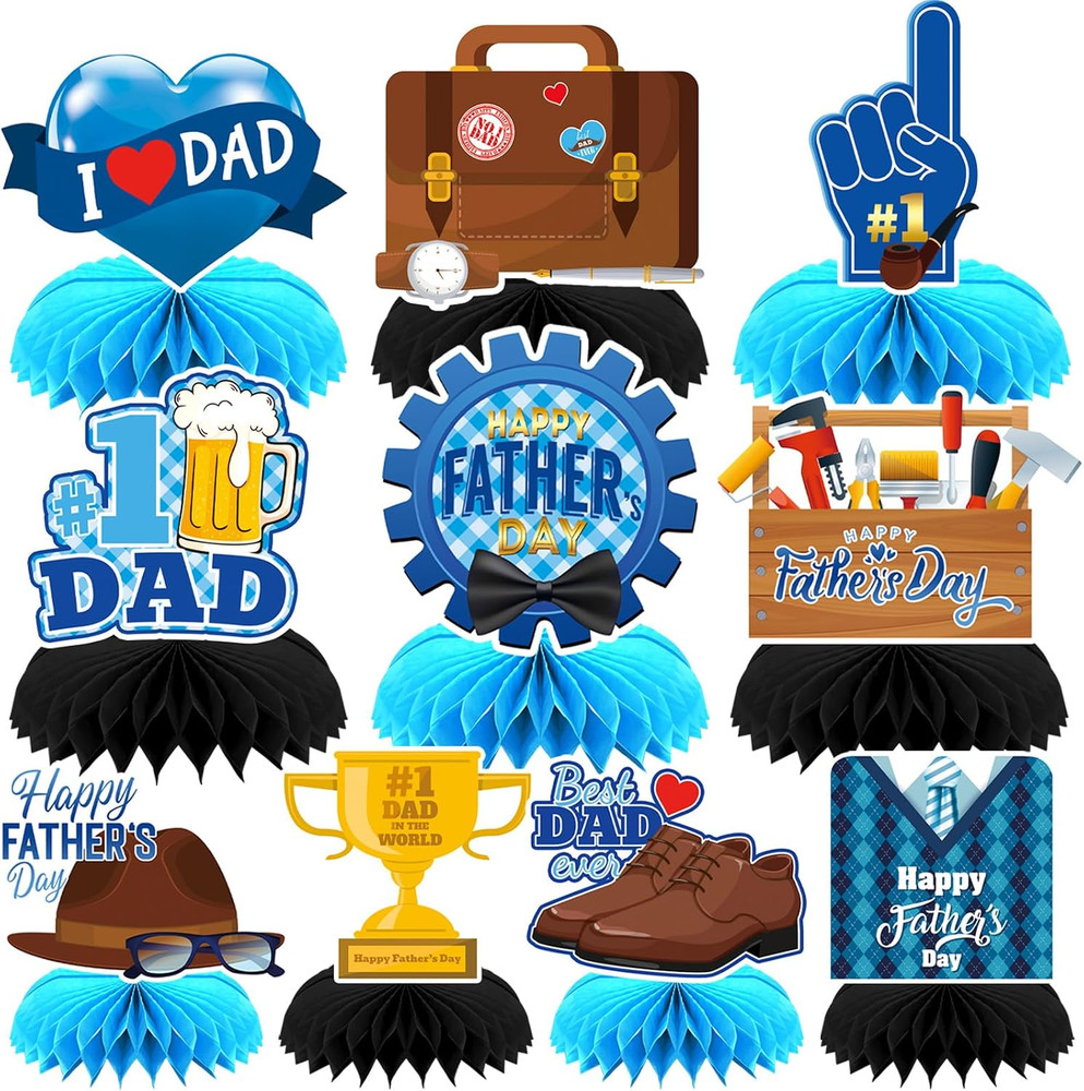 10Pcs Father’s Day Honeycomb Centerpieces Table Decorations | Gift for Father, H