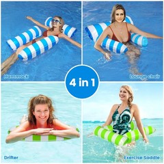 2 Pack Inflatable Pool Floats 4in1 Pool Hammock with Bottom Mesh 3 Tubes Infl…