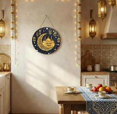 Smile Ramadan Eid Mubarak Wooden Block Sign Decorations, Ramadan Islamic Tiered