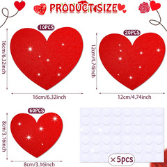 90 Pcs Valentine’S Day Glitter Heart Cutouts 3 Sizes Paper Hearts, Bulletin Boar