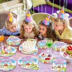 Vibrant 96-Pc Candyland Party Dinnerware – Perfect for Celebrations of 24