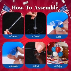 Balloon Centerpiece Kit for Table 4 Sets Balloon Stand with 40 Red White Blue…