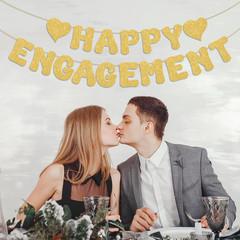 Adecortallk Glitter Happy Engagement Banner Engagement Party Decorations Engaged