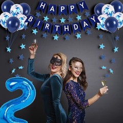22nd Blue Party Decorations for Boys Girls Men , Happy 22 Balloons Supplies w…