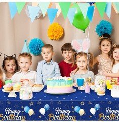 Navy Blue Birthday Extra Large Tablecloths Blue Gold Theme Table Decor- 3 Pack