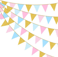 Pink and Blue Buffalo Gold Party Decorations Pennant Banner Flag Hanging Glitte