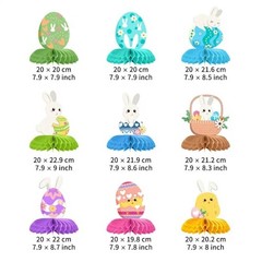 Pack of 9 Pre Assembled Rabbit Honeycomb Decoration Easy Setups Party Supplies
