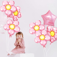 12 Pcs Light Pink Flower Balloon Huge Aluminum Foil Pastel Pink Flower Shaped Gr