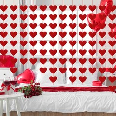 40PCS Valentines Day Decor Red Heart Banner with Felt Hearts Hanging Home Decor