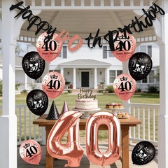 11Pcs 40th Birthday Decorations Kit for Women, Rose Gold Happy 40th Birthday …