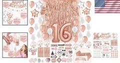 Complete Sweet 16 Rose Gold Party Package: Balloons, Props & Backdrops Included