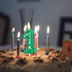 Green Number 1 Dinosaur Candle for Boy Birthday Party Decorations, 1St Birthday