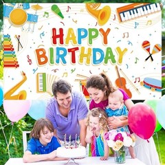 Music Note Banner Decorations for Kids – Happy Birthday Musical Instrument