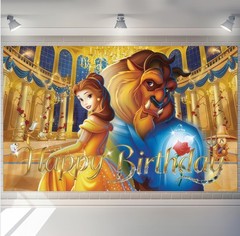 Beauty and The Beast Backdrop Birthday Party Decorations Background Home Studio