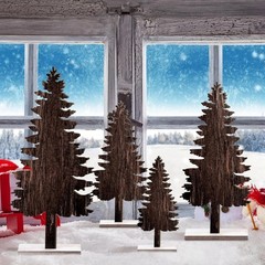4 Pcs Summer Christmas Table Decorations Wooden Christmas in July Pine Tree R…
