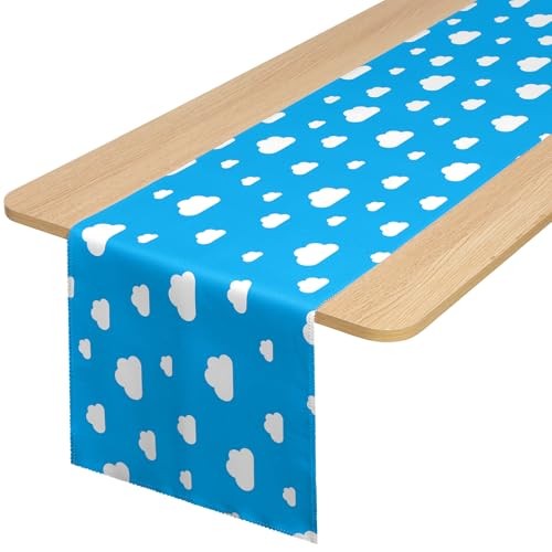 Cartoon Table Runner3 x 72 Inch Blue Sky White Cloud Tablecloth Party 1
