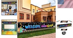 Vibrant School-Themed 120×20 Inch Welcome Back to School Banner – Decorative
