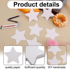 200 PCS 10x10cm/4x4in White Star Cutouts Double Sided Paper Die Cuts Craft
