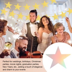 48 Pcs Stars Cutouts, 6 Inch Double Printed Paper Stars, Iridescent