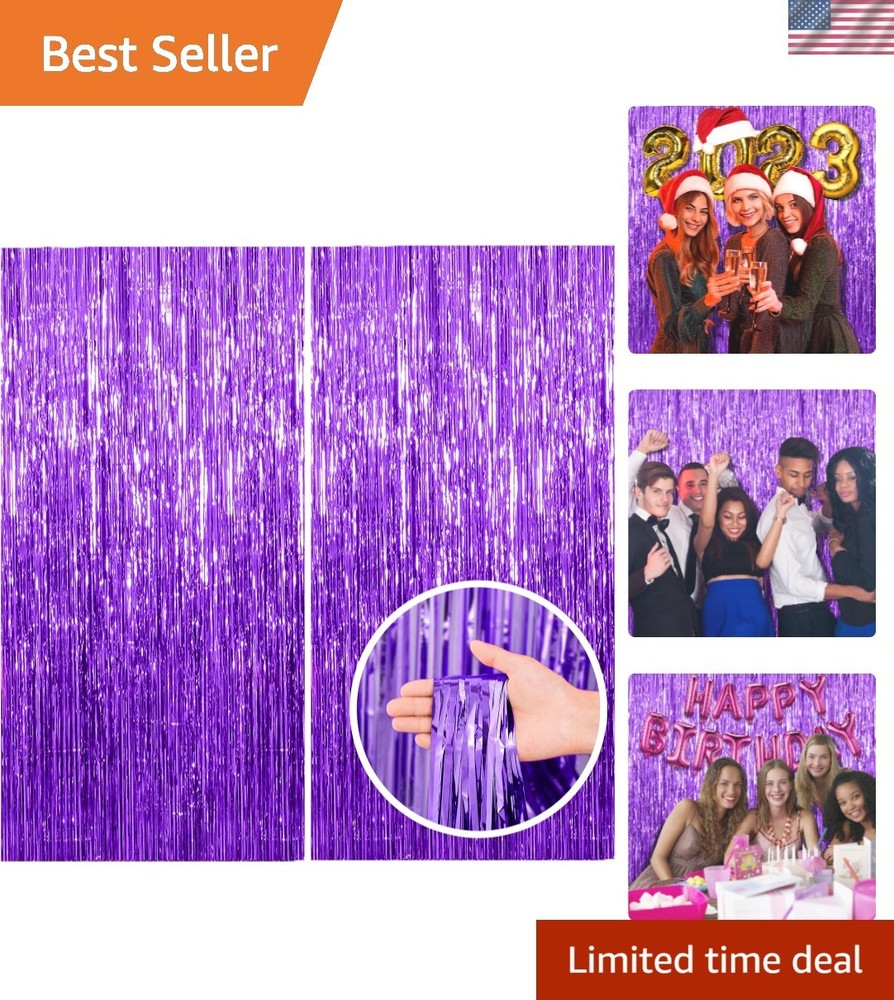 Shiny Purple Foil Fringe Backdrop Streamers – Perfect for All Celebrations