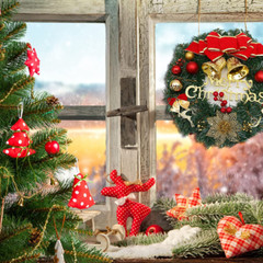 Christmas Wreath 30cm, Decorations Front Door Ornament…