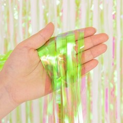 Iridescent Foil Fringe Backdrops 2 Pack 3.2×6.5ft Tinsel Curtains for Parties