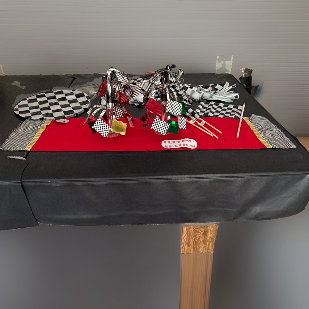 Racing Party Decorations Red, White, Black, Green