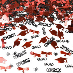 Red and Black Graduation Confetti 2026, 1000 Pcs Class of 2026 Table Centerpiece