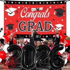 KatchOn Red Black Graduation 2026 Decorations 40 Pcs