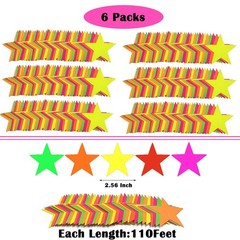 110ft UV Reactive Neon Garland Streamers – Glow in the Dark Party Decorations, B