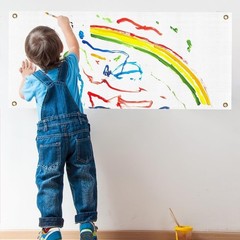 2×6 Ft White Polyester Oxford Cloth Blank Banner DIY Sublimation with Rope for
