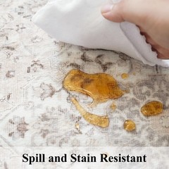 Washable 2×4 Entryway Area Rugs: Vintage Water Resistant Kitchen 2×4, Beige